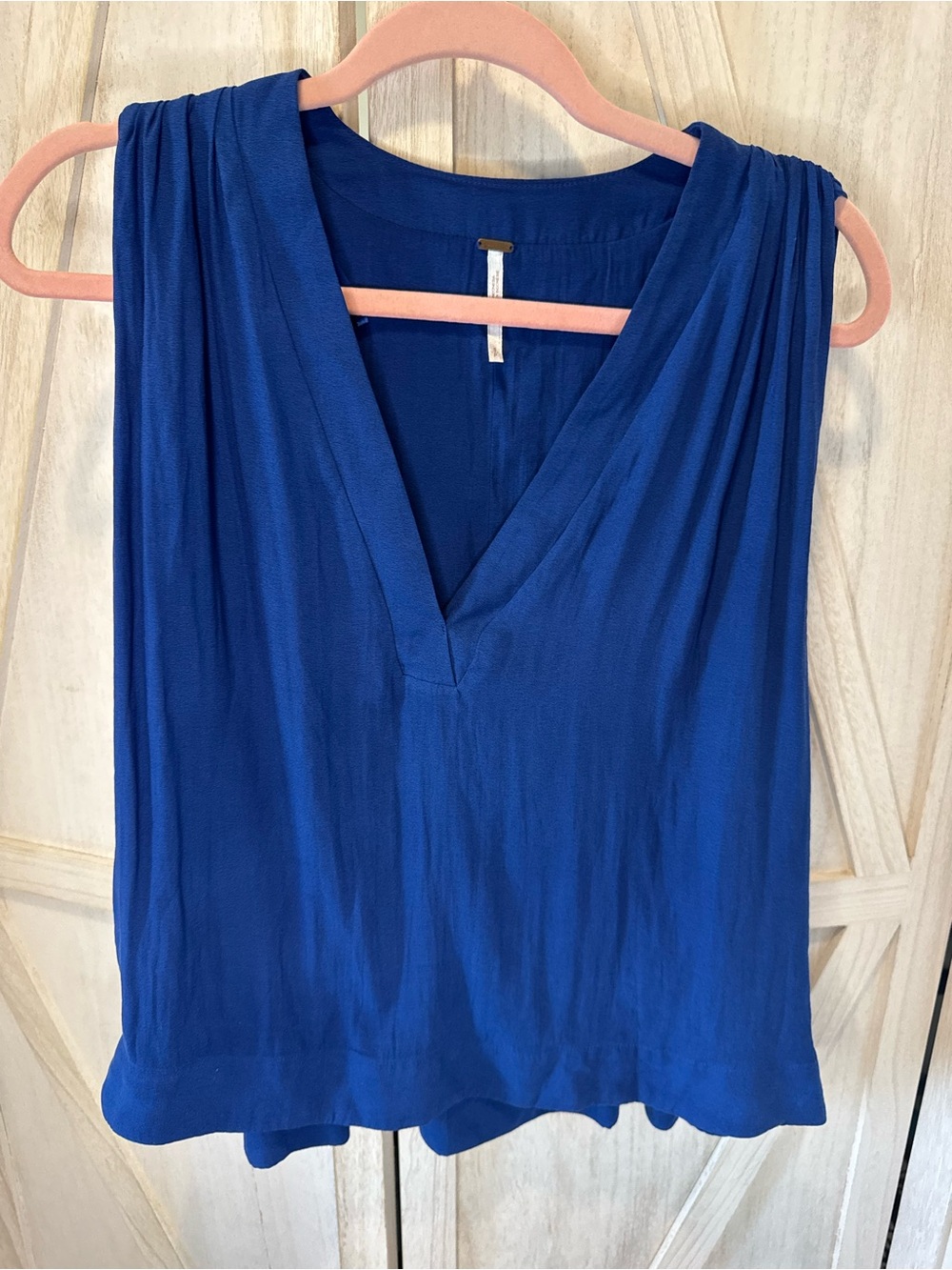 Free people Darcy Blue sleeveless V-Neck Women's Top with draped fabric size s
